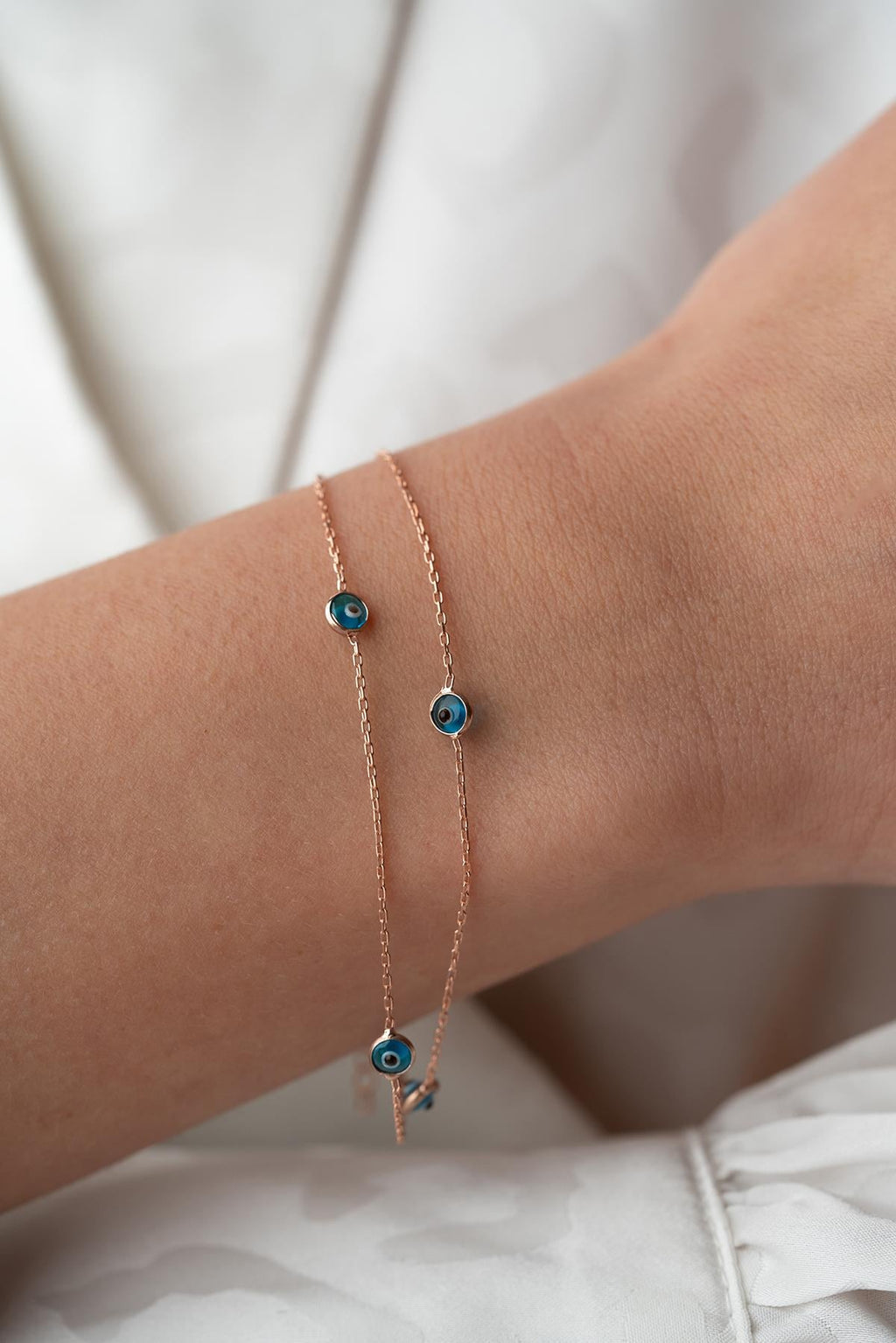 2-Row Chain Evil Eye Bracelet
