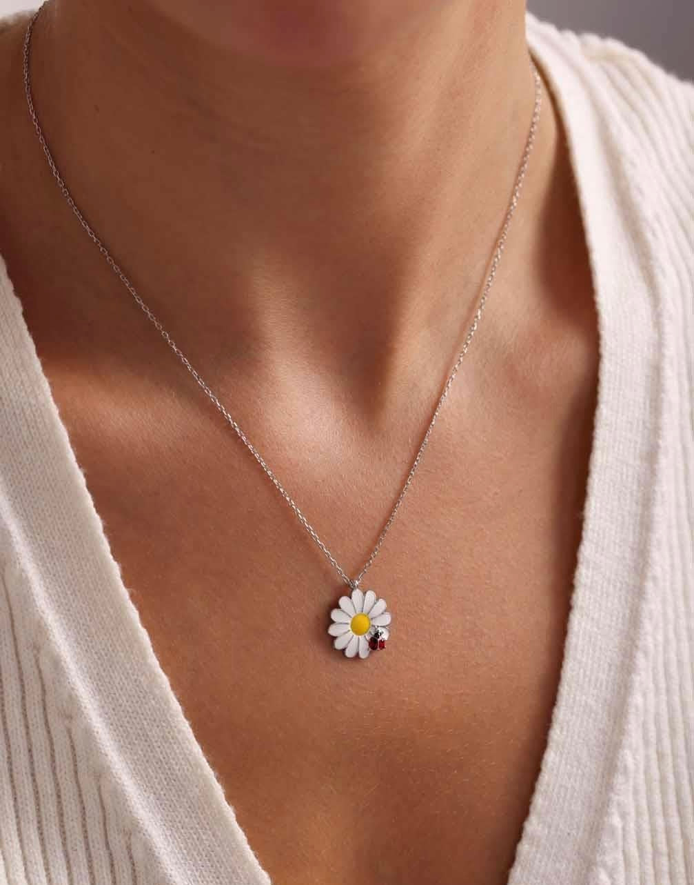 Ladybug Daisy Necklace