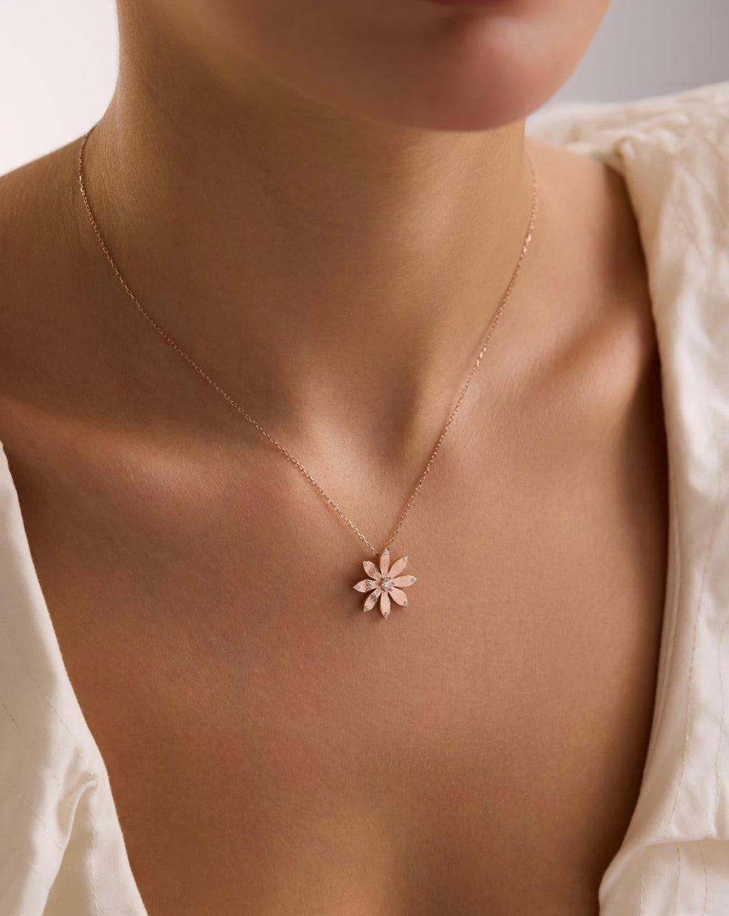 Rose gold wildflower necklace