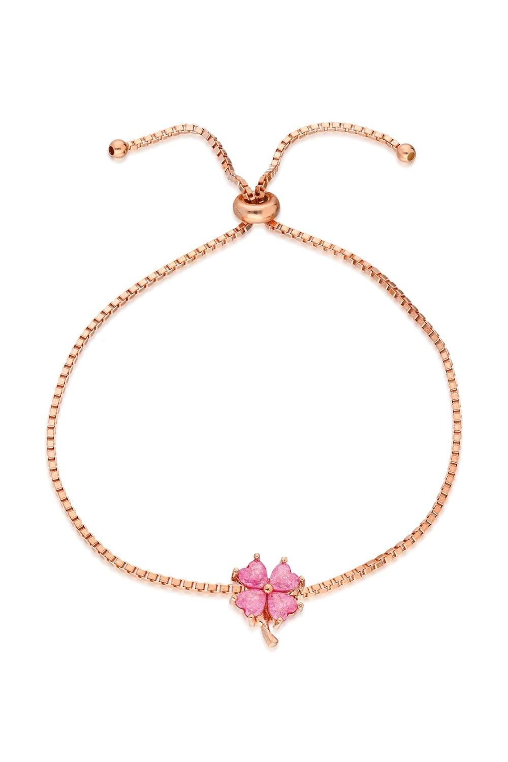 Pink Clover Bracelet with Adjustable Closure