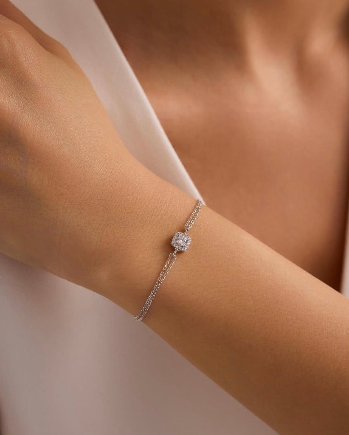 Diamond Framed Solitaire Bracelet