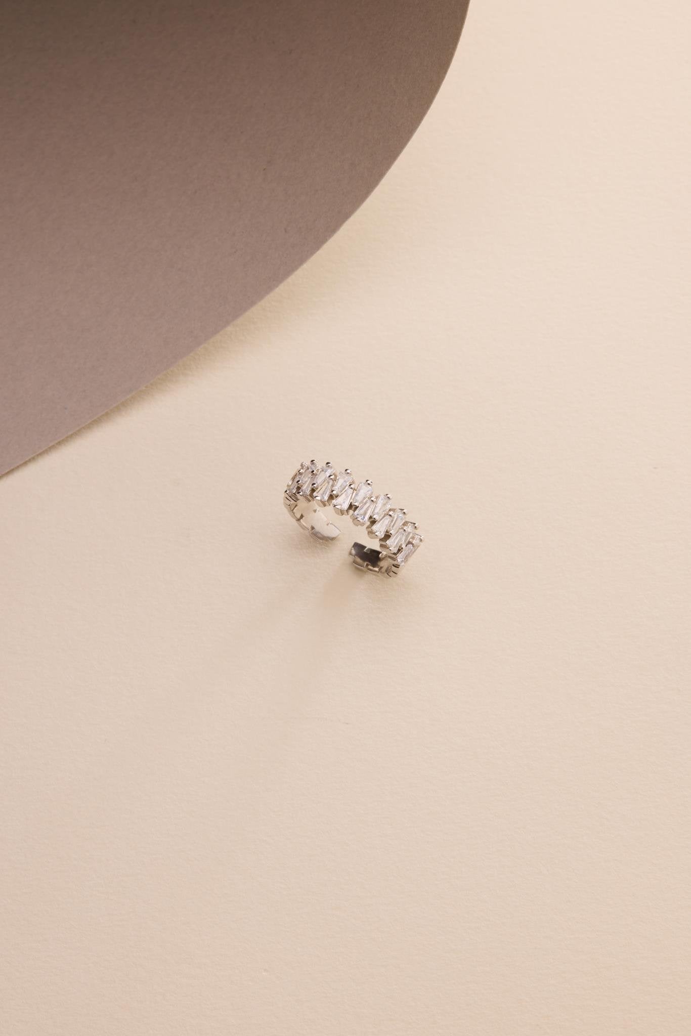 Silver Baguette Crystal Ring
