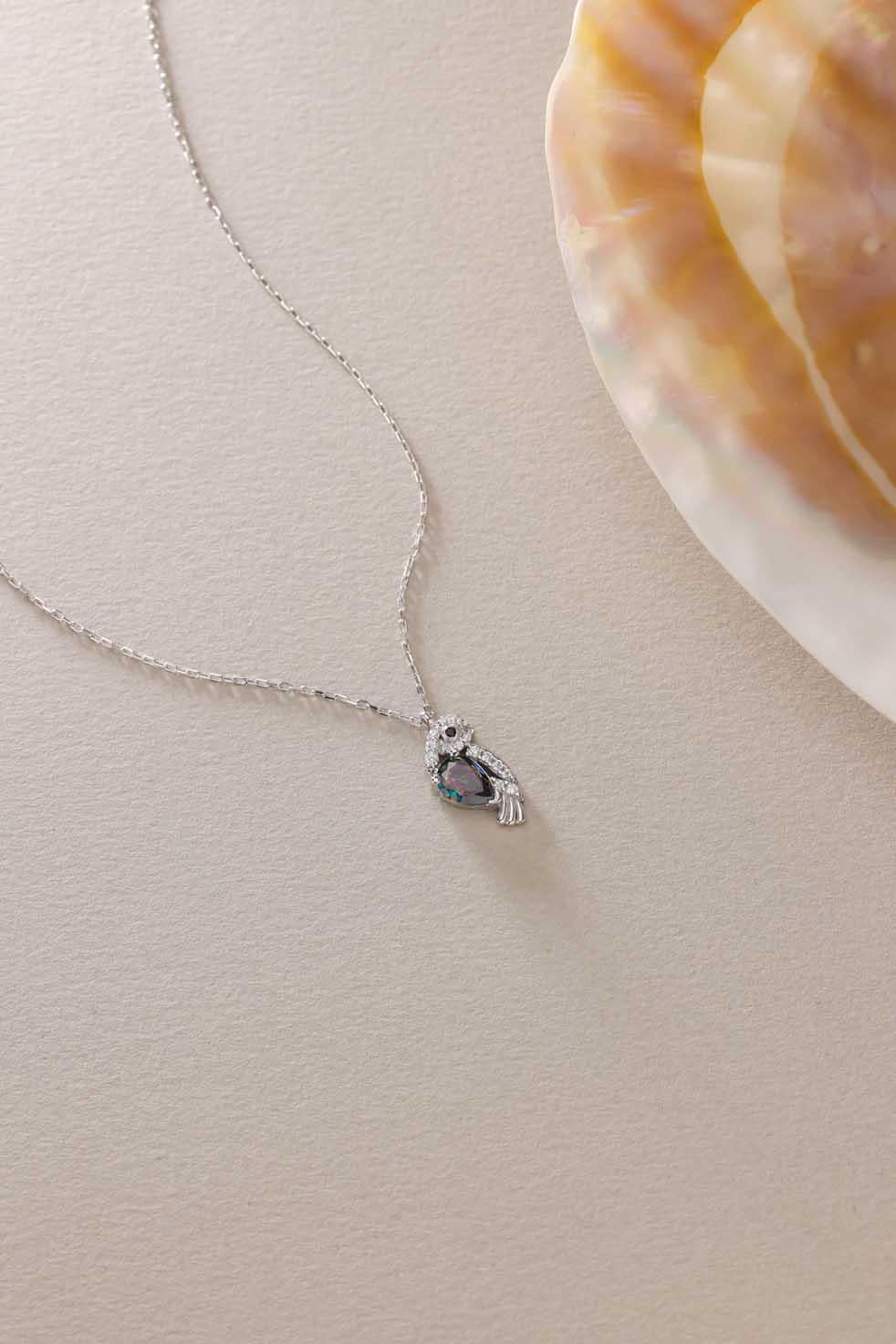 Owl Pendant With Mystic Topaz stone