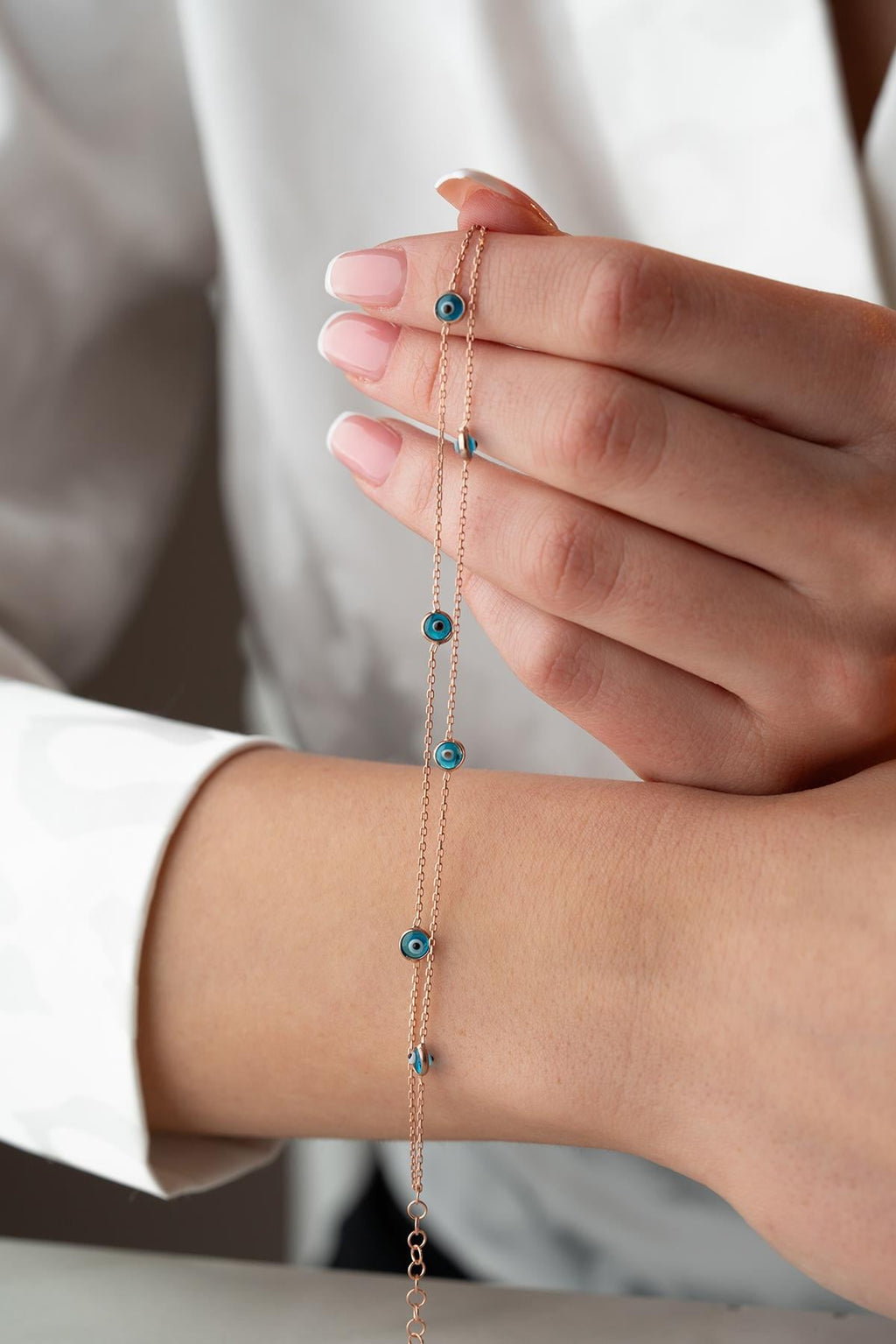 2-Row Chain Evil Eye Bracelet