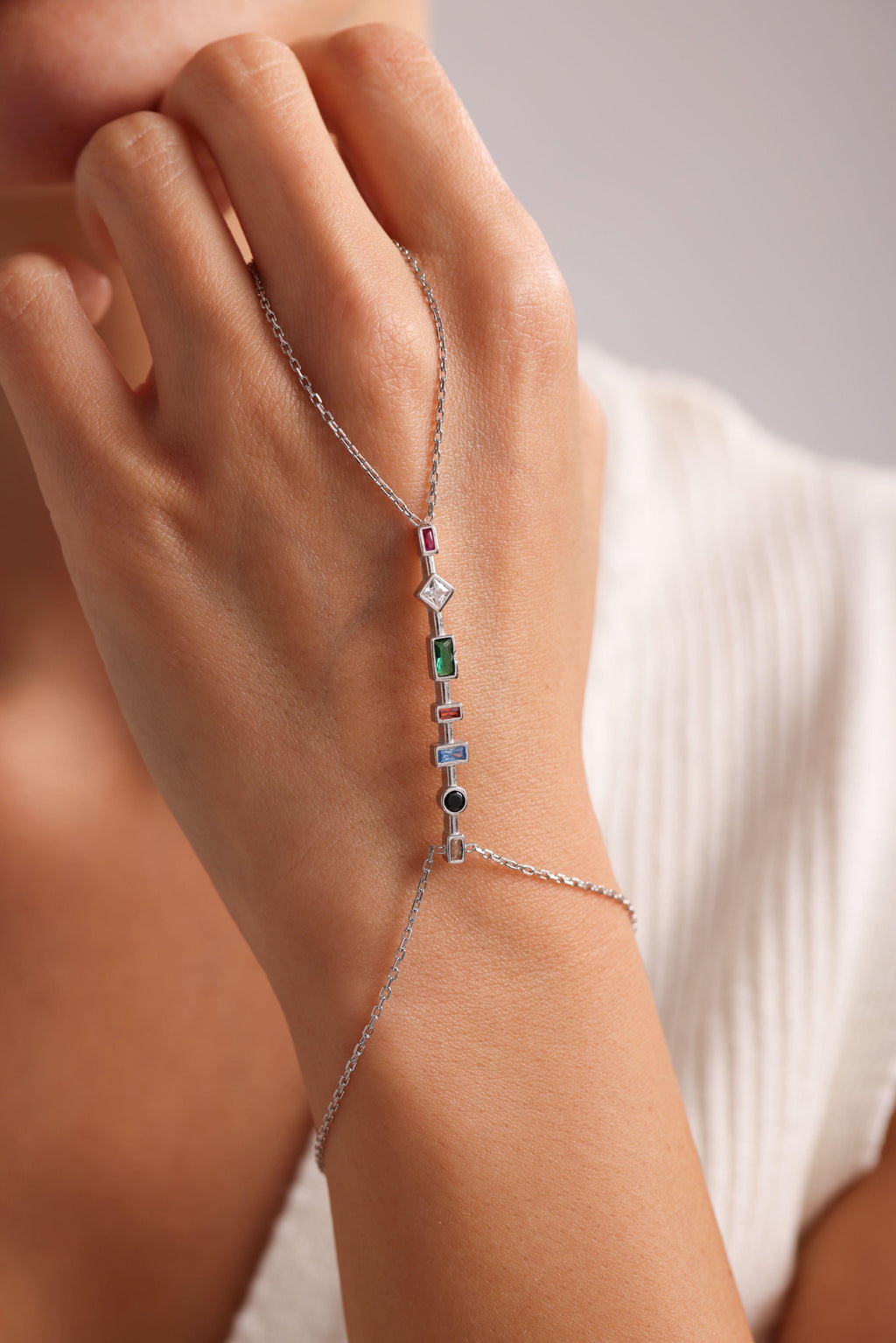Mixed Stone Bar Shahmaran Bracelet