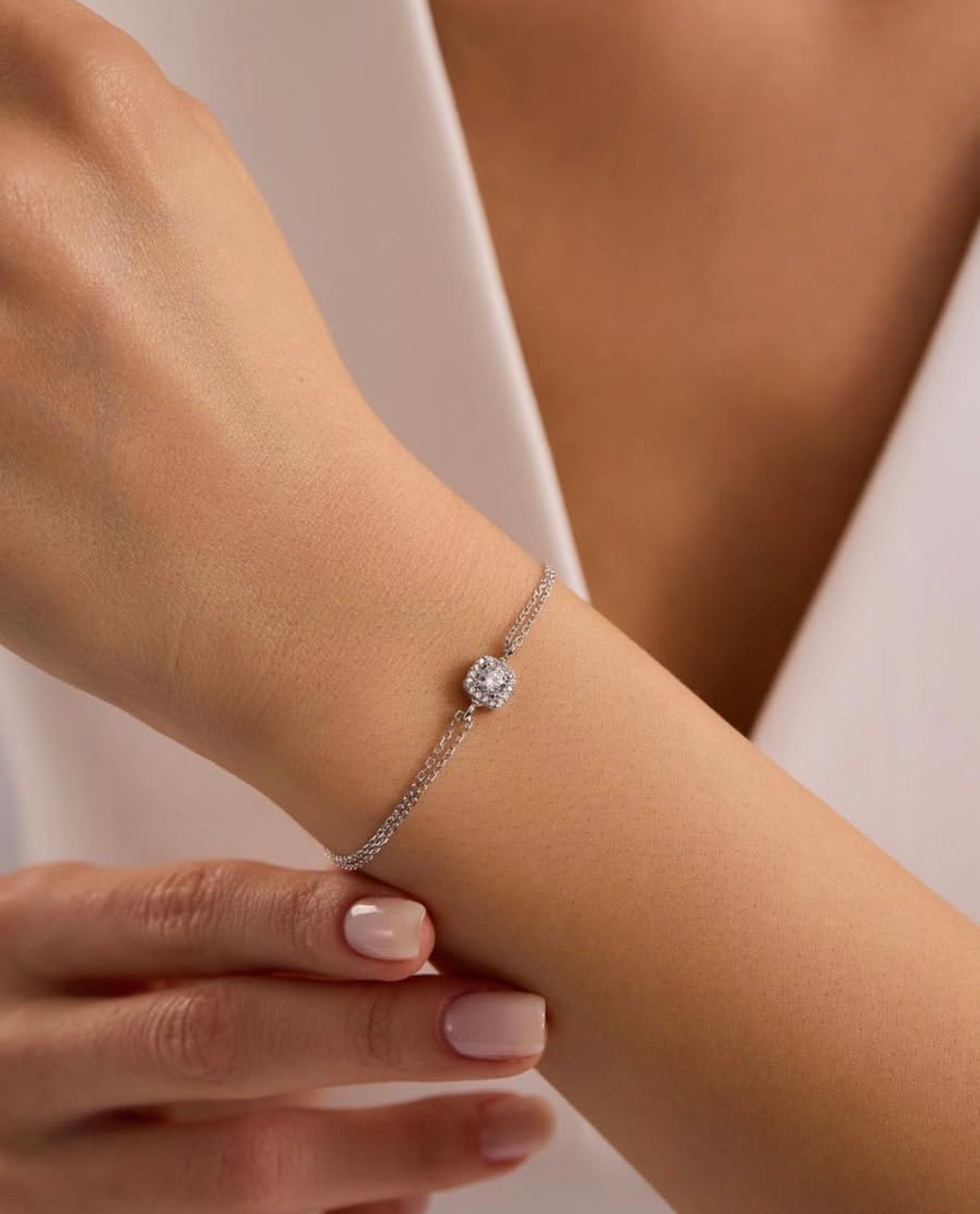 Diamond Framed Solitaire Bracelet