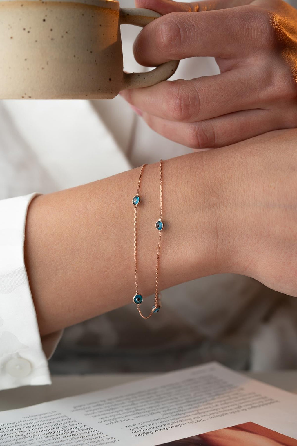 2-Row Chain Evil Eye Bracelet