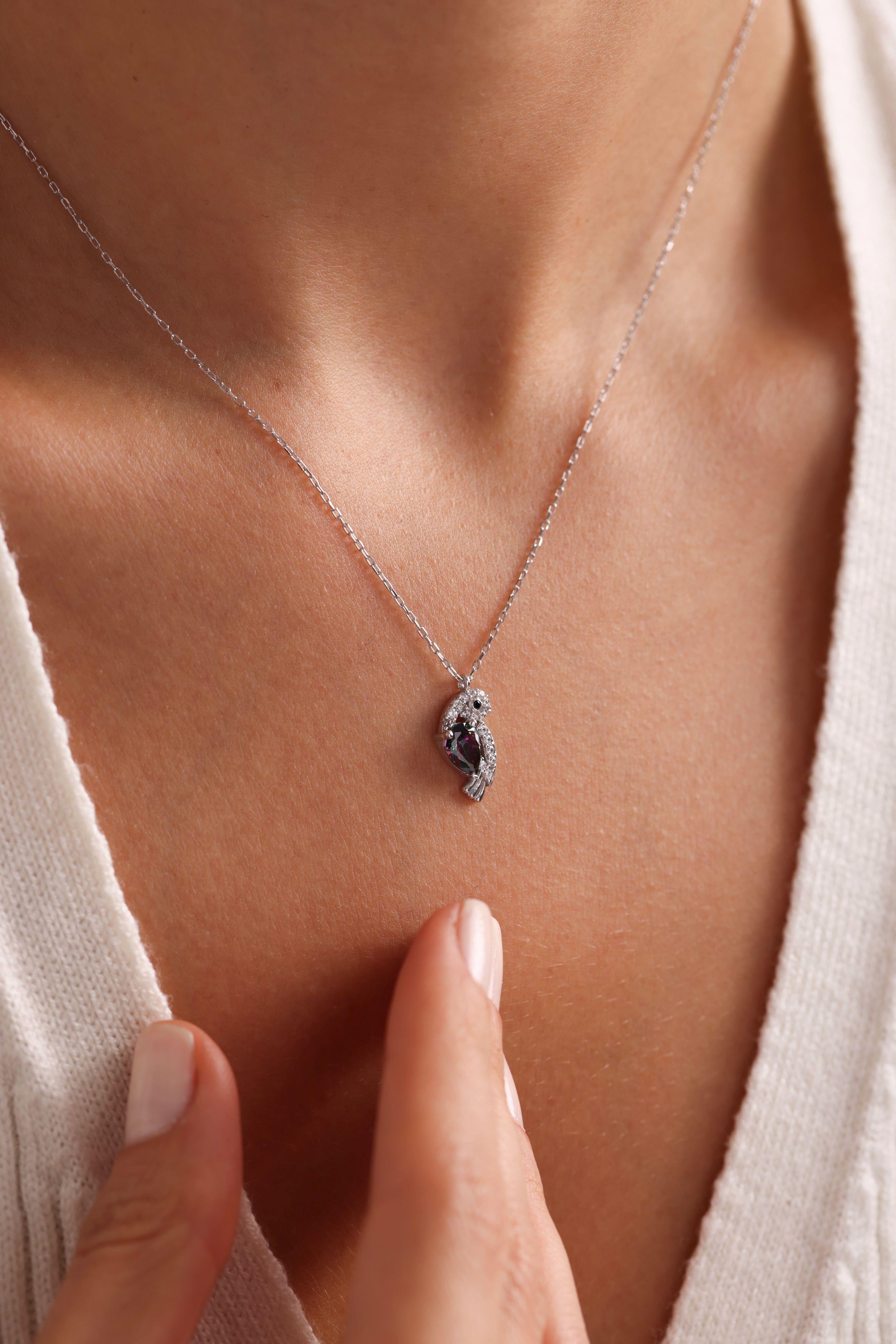 Owl Pendant With Mystic Topaz stone