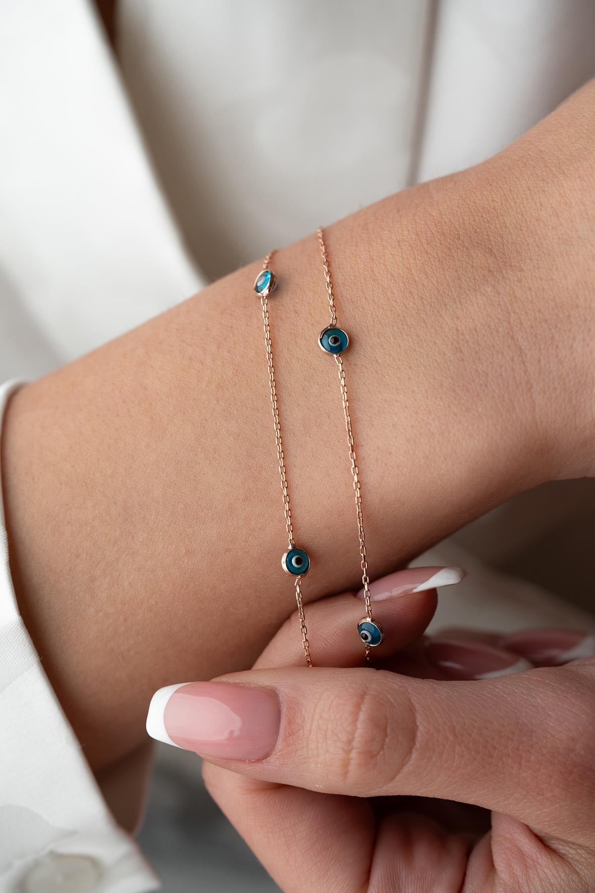 2-Row Chain Evil Eye Bracelet