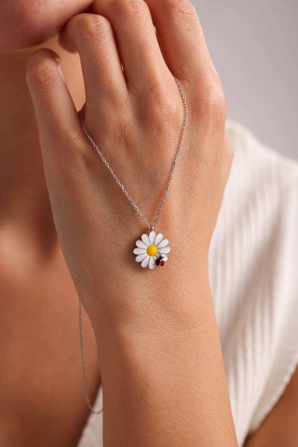 Ladybug Daisy Necklace