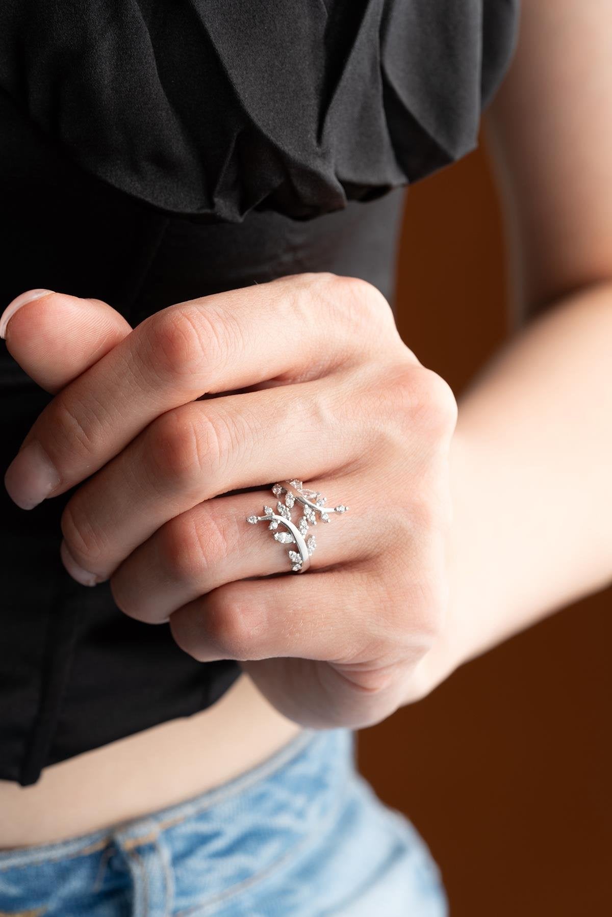 Olive Branch Silver Ring