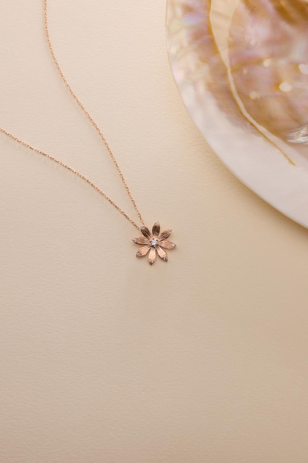 Rose gold wildflower necklace