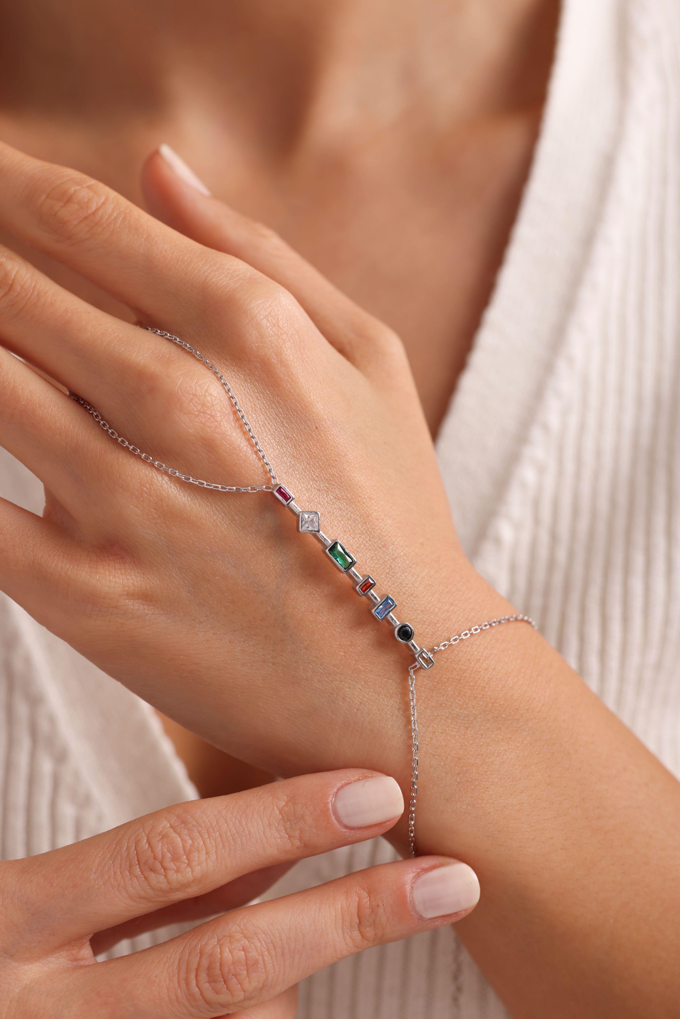 Mixed Stone Bar Shahmaran Bracelet