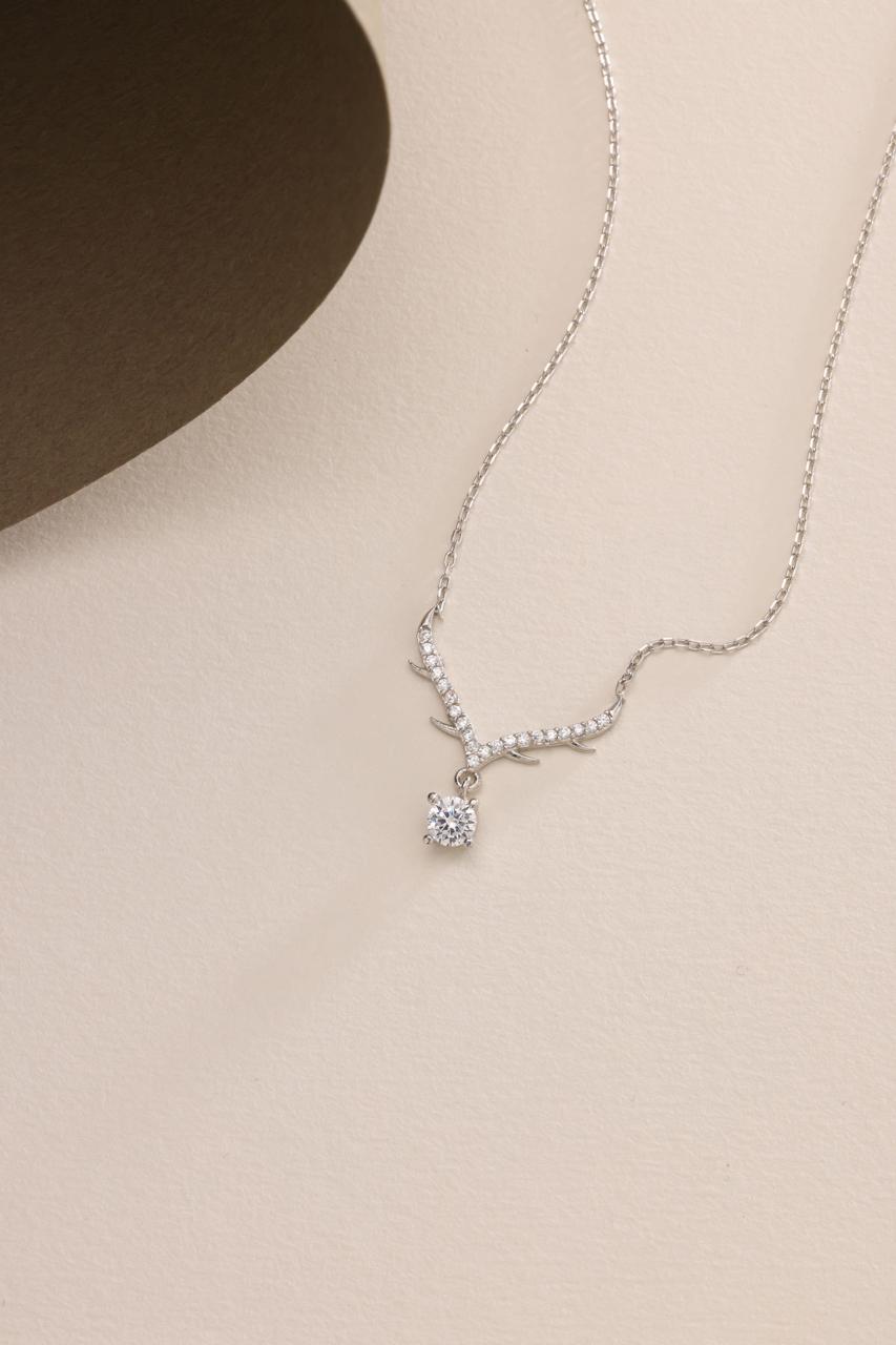 V-Neck Solitaire Drop Necklace