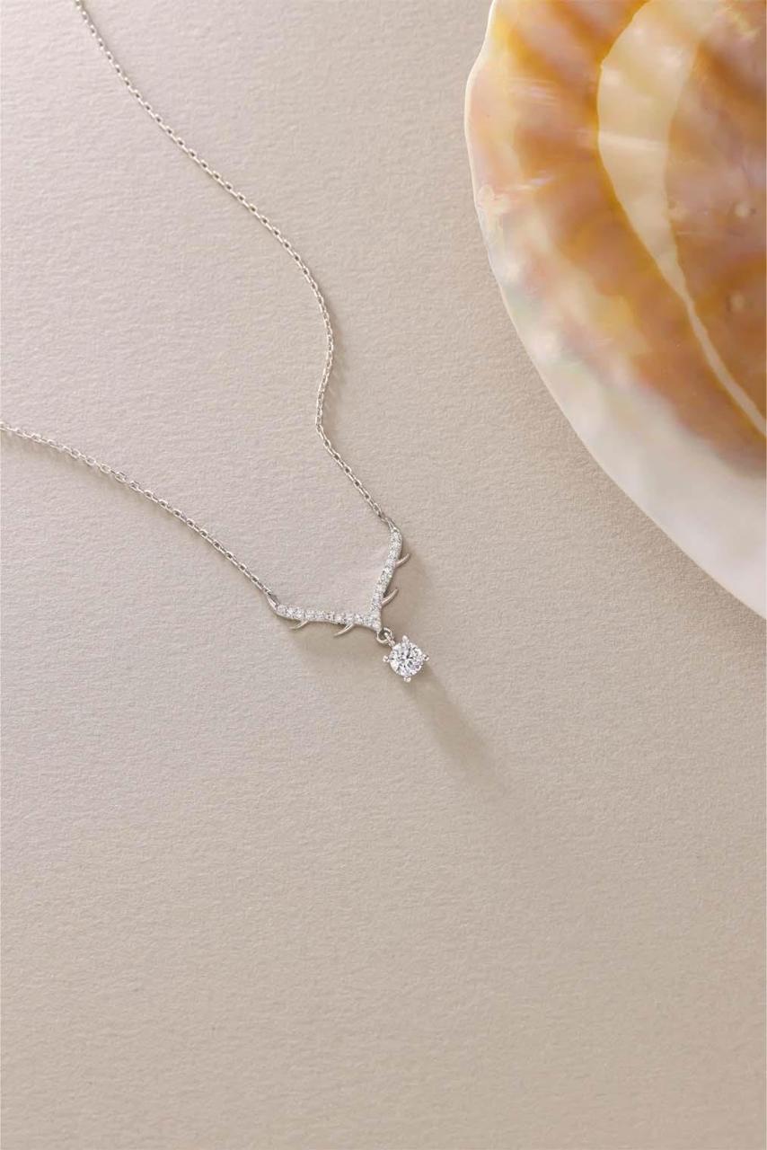 V-Neck Solitaire Drop Necklace